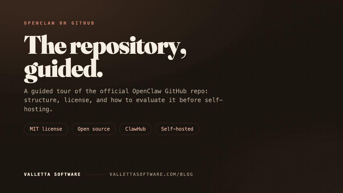 OpenClaw GitHub repository guided tour: structure, MIT license, evaluation checklist
