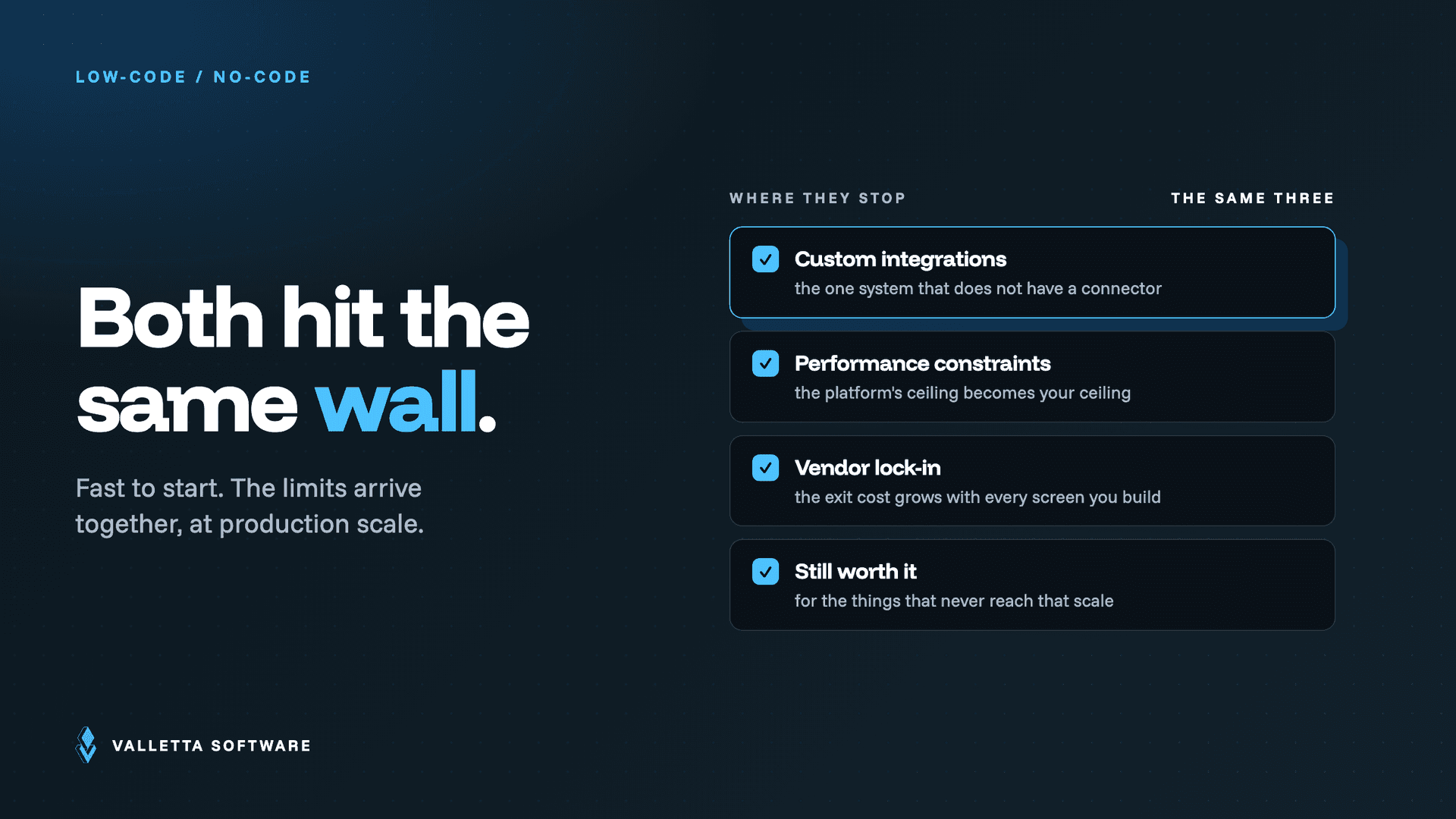 Where low-code and no-code platforms hit the same wall: custom integrations, performance constraints and vendor lock-in