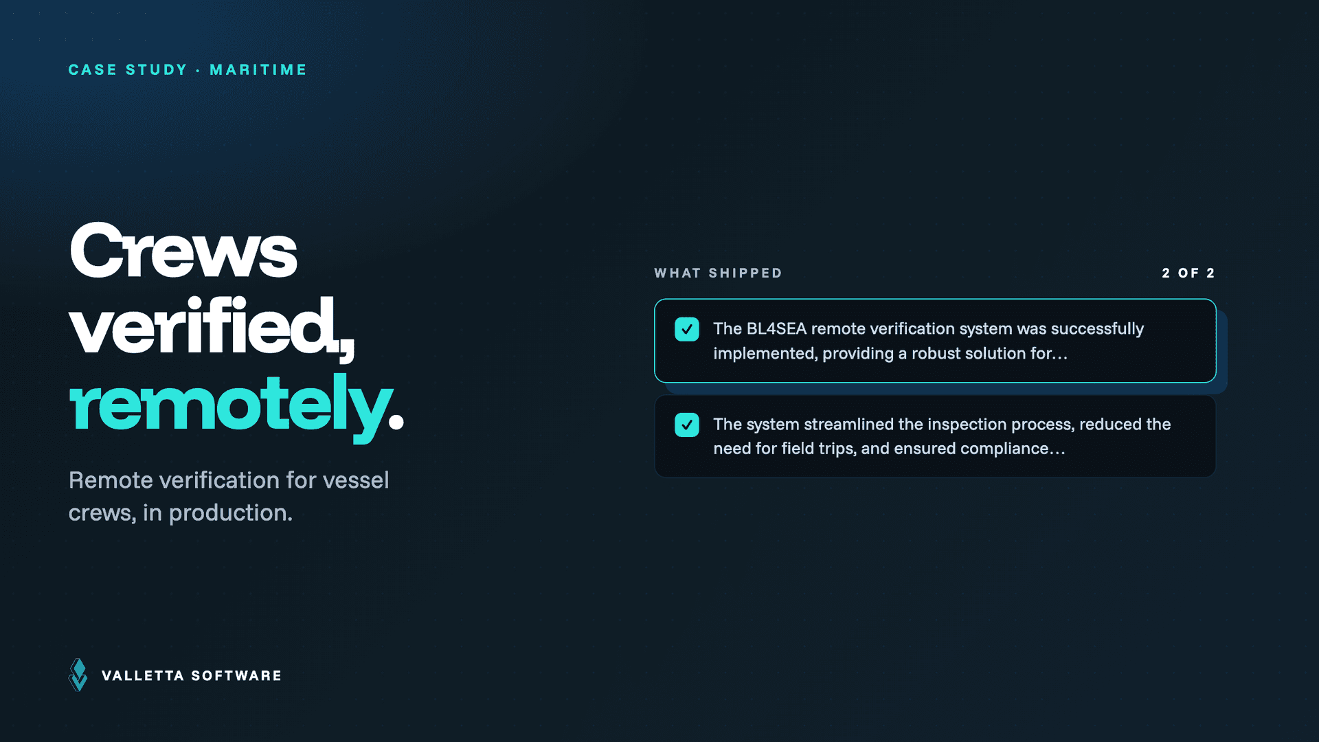 BL4SEA — Remote Verification for Vessel Crews