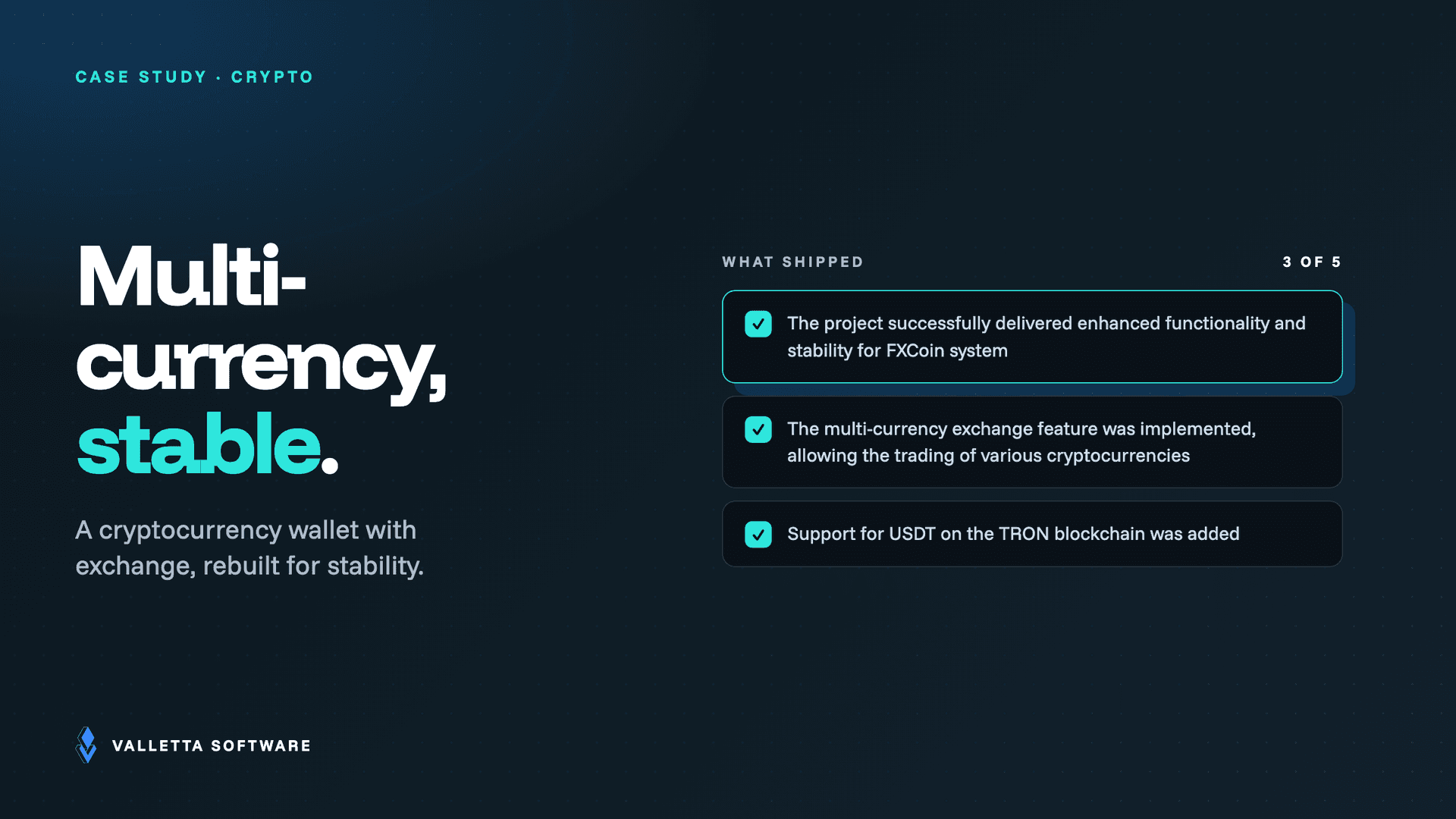 FXCoin: a Cryptocurrency Wallet with Multi-Currency Exchange and USDT