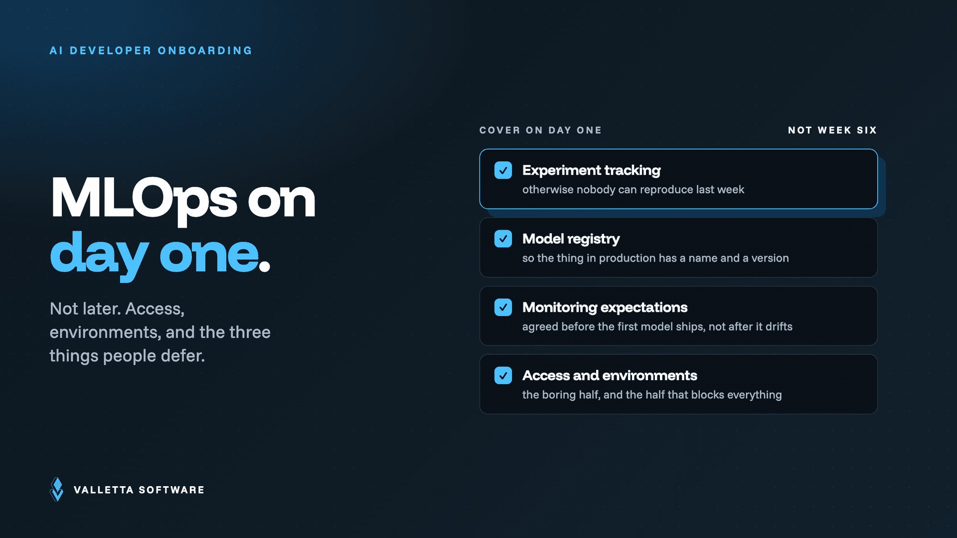 AI Developer Onboarding Checklist: Access, Environments, and MLOps Basics for Global Teams 2026