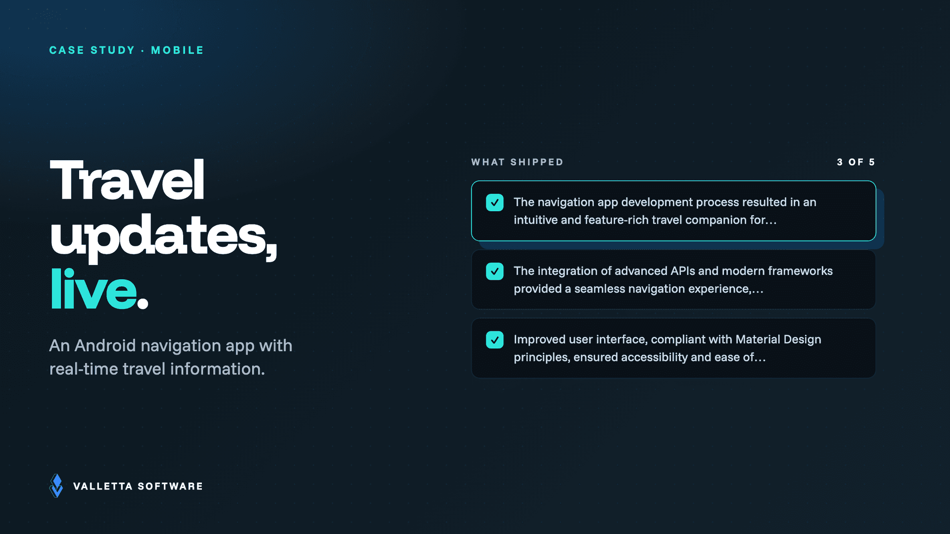 Android navigation app with real-time travel updates